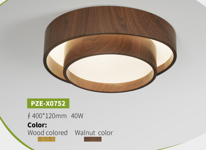 Wabi-Sabi Vintage Walnut Grain Round Master Bedroom Light - Image 2