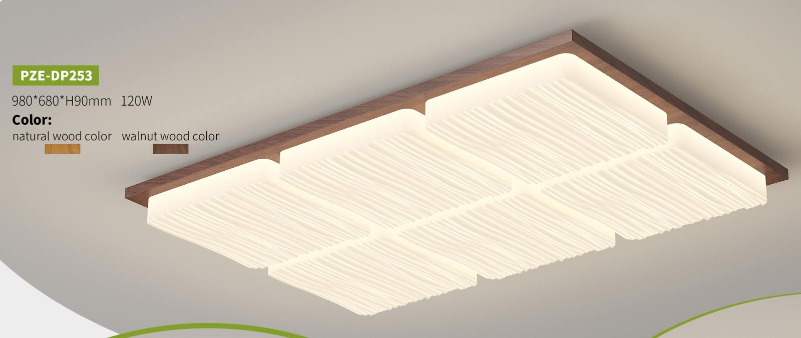 Walnut wood LED living room main light, vintage style bedroom ceiling light - Image 2