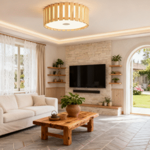 Rustic Bamboo and Rattan Art Lighting Fixtures, Creative Modern Ceiling Lights