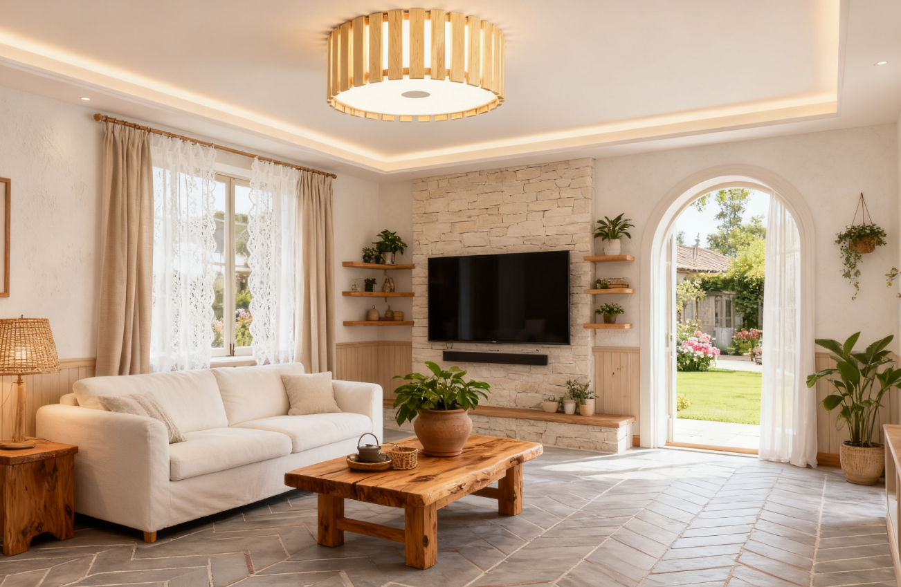 Rustic Bamboo and Rattan Art Lighting Fixtures, Creative Modern Ceiling Lights - Image 1