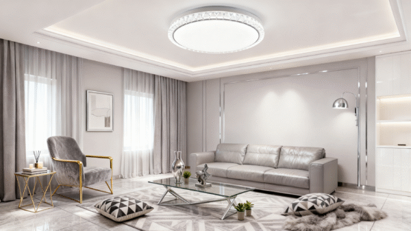 Modern Luxury Crystal Ceiling Light for Bedroom (Tricolor Light) - Image 1