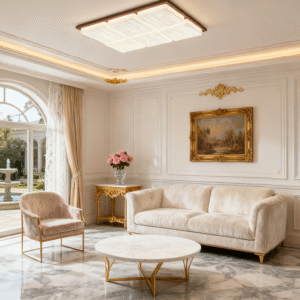 Walnut wood LED living room main light, vintage style bedroom ceiling light