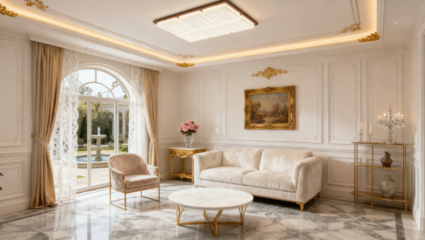 Walnut wood LED living room main light, vintage style bedroom ceiling light - Image 1