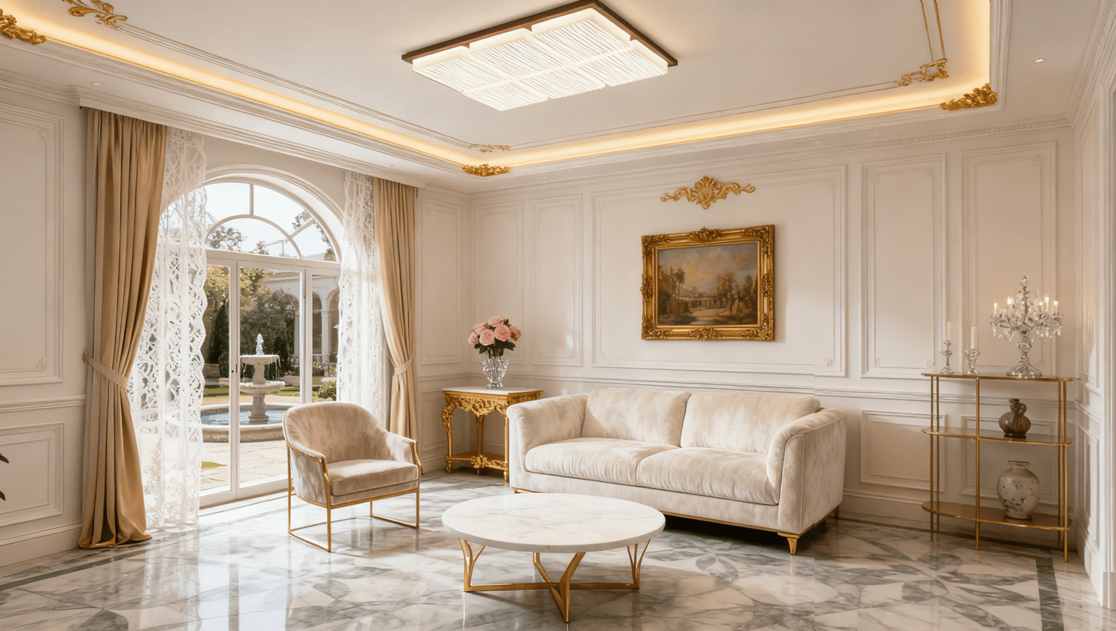 Walnut wood LED living room main light, vintage style bedroom ceiling light - Image 1