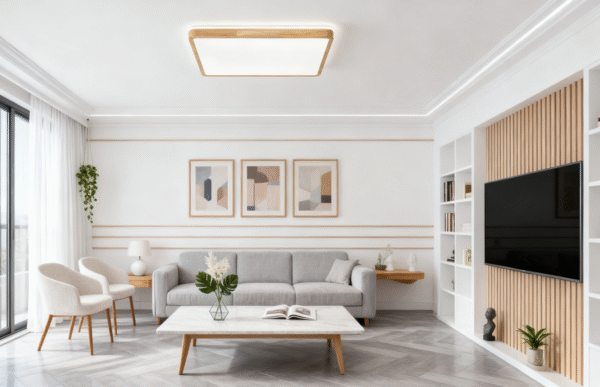 2025 Walnut Wood Grain Vintage Style Living Room Ceiling Light - Image 1