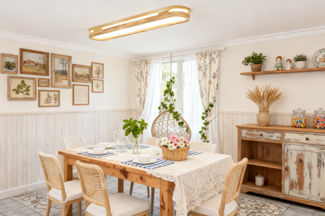 Creative wooden entryway Chinese-style balcony entrance long strip ceiling light - Image 1