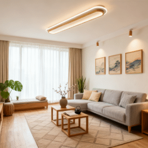 Creative wooden entryway Chinese-style balcony entrance long strip ceiling light