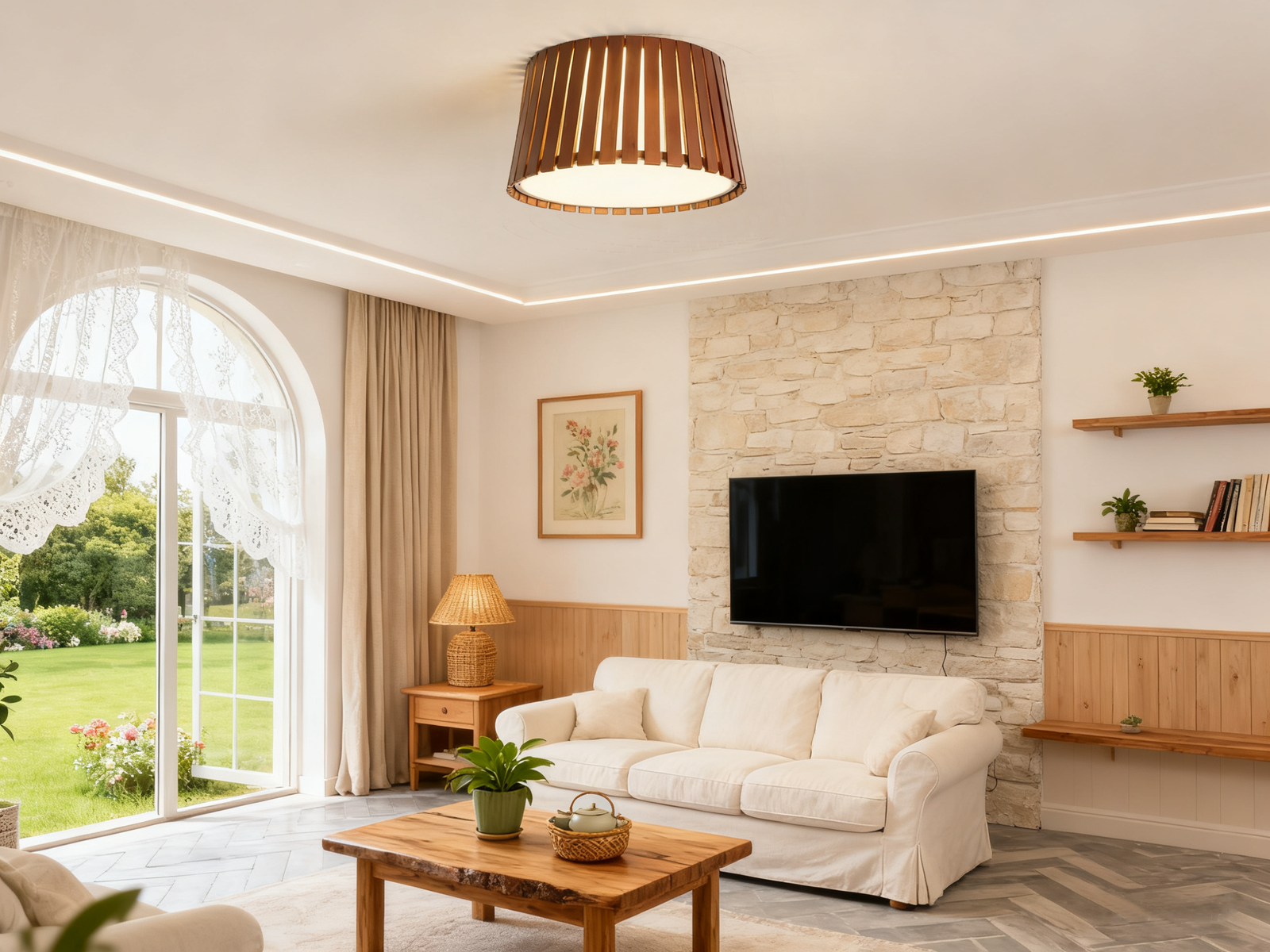 Japanese style pendant lamp, tatami lamp, bamboo lamp. - Image 1