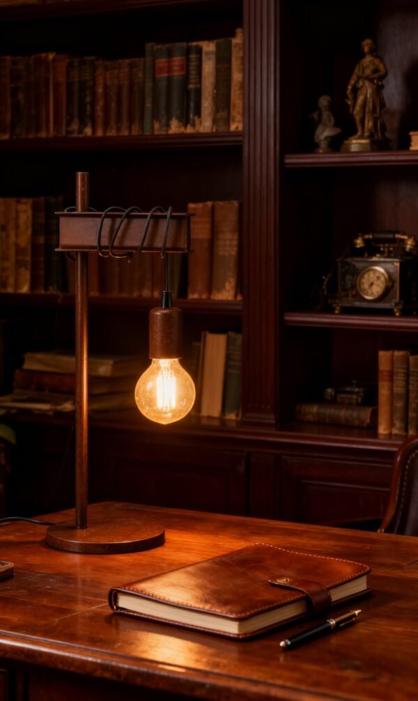 Creative Wood Desk Lamp Nostalgic Office Study Steel  Pipe Industry Retro Coffee bar Decorative Table Lamp with E27 Lamphoder