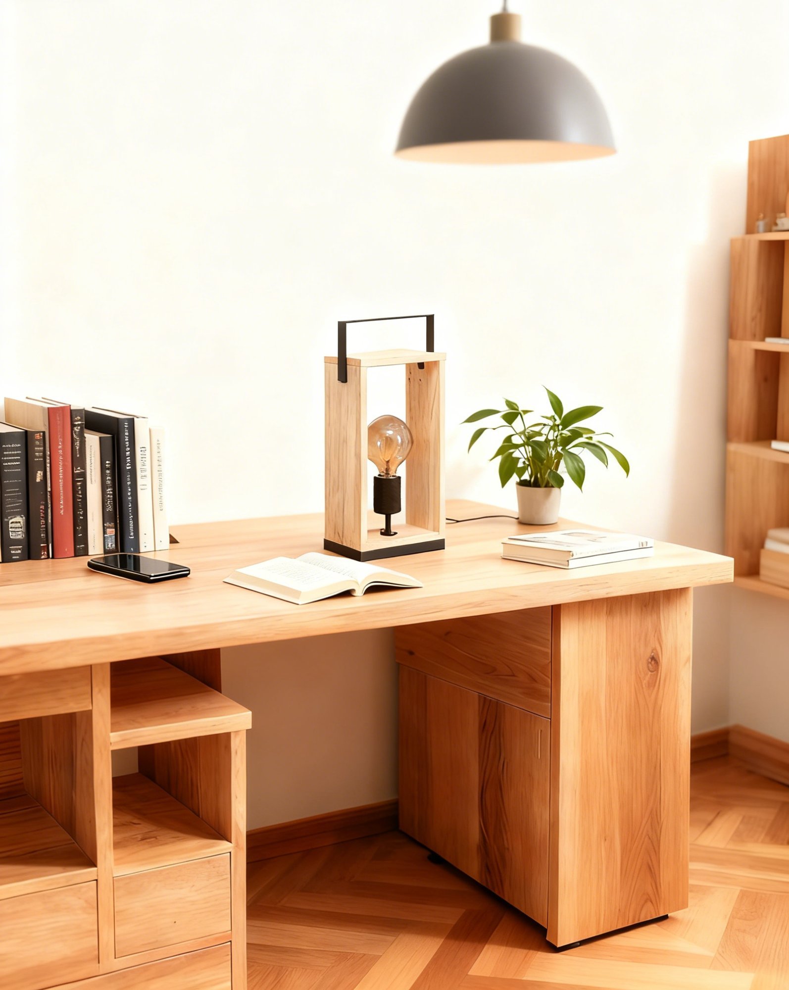 Indoor Art Deco Design Wood Steel  Table Lamp with Bamboo Body E27 Bulb Base for Living Room and Bedroom - Image 1