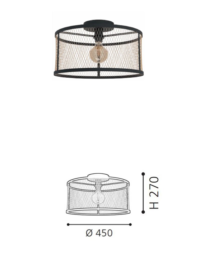 E27 American Style Cage Steel Black Living Room Ceiling Light - Image 2