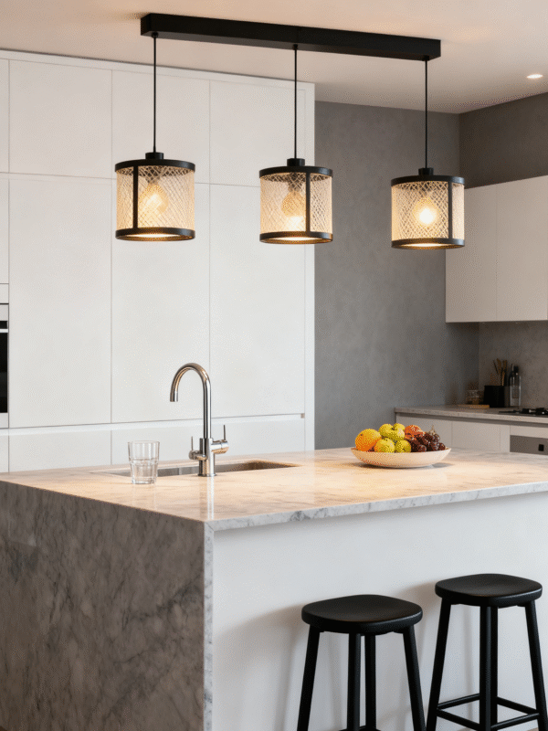 Pendant Lamp with 3 lights for Outdoor Dining Durable Metal Frame for Home Restaurants Hotels Resorts