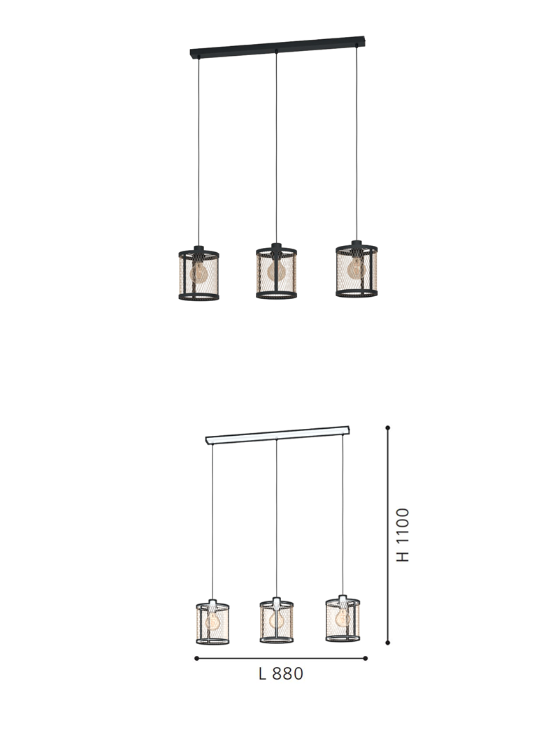 Pendant Lamp with 3 lights for Outdoor Dining Durable Metal Frame for Home Restaurants Hotels Resorts - Image 2