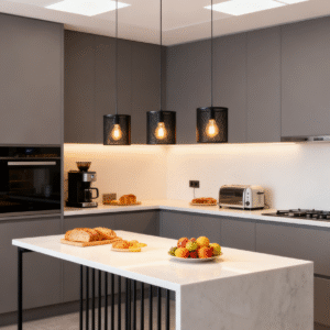 Black Steel Pendant with 3 Lights Kitchen Island Living Room Indoor Light Decor