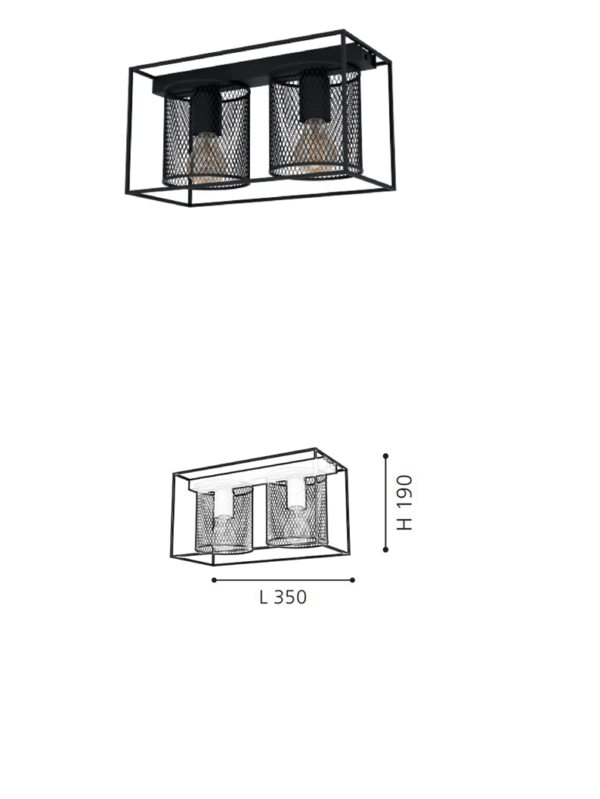 Decorative ceiling light WIth 2 lights for bars, restaurants, cafes, internet cafes, corridors, and balconies.