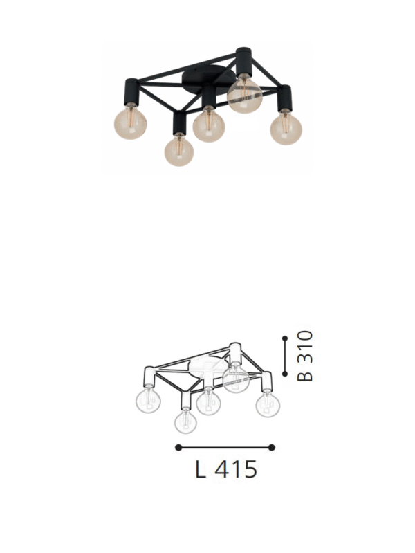 E27 Chandelier Steel Ceiling Lamps With 5 lights Home Living Room Decor Indoor Lighting