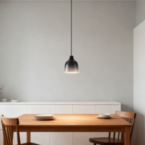 Glass Pendant Light with steel Fixture, Hanging Lamp for Dining Room, Kitchen, Cafe