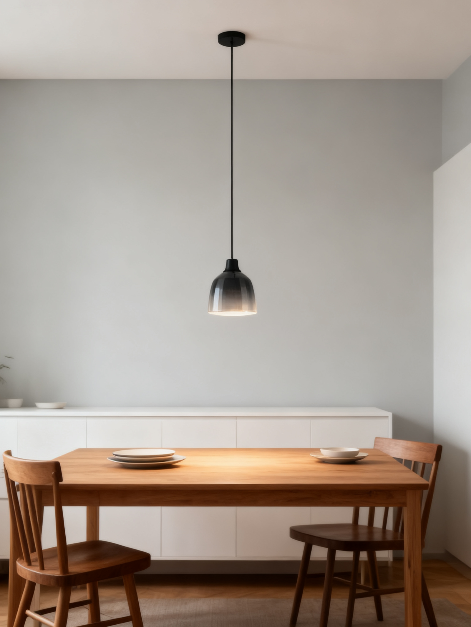Glass Pendant Light with steel Fixture, Hanging Lamp for Dining Room, Kitchen, Cafe - Image 1