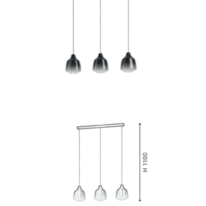 Glass Pendant Light with steel Fixture WIth 3 lights，Hanging Lamp for Dining Room, Kitchen, Cafe - Image 2
