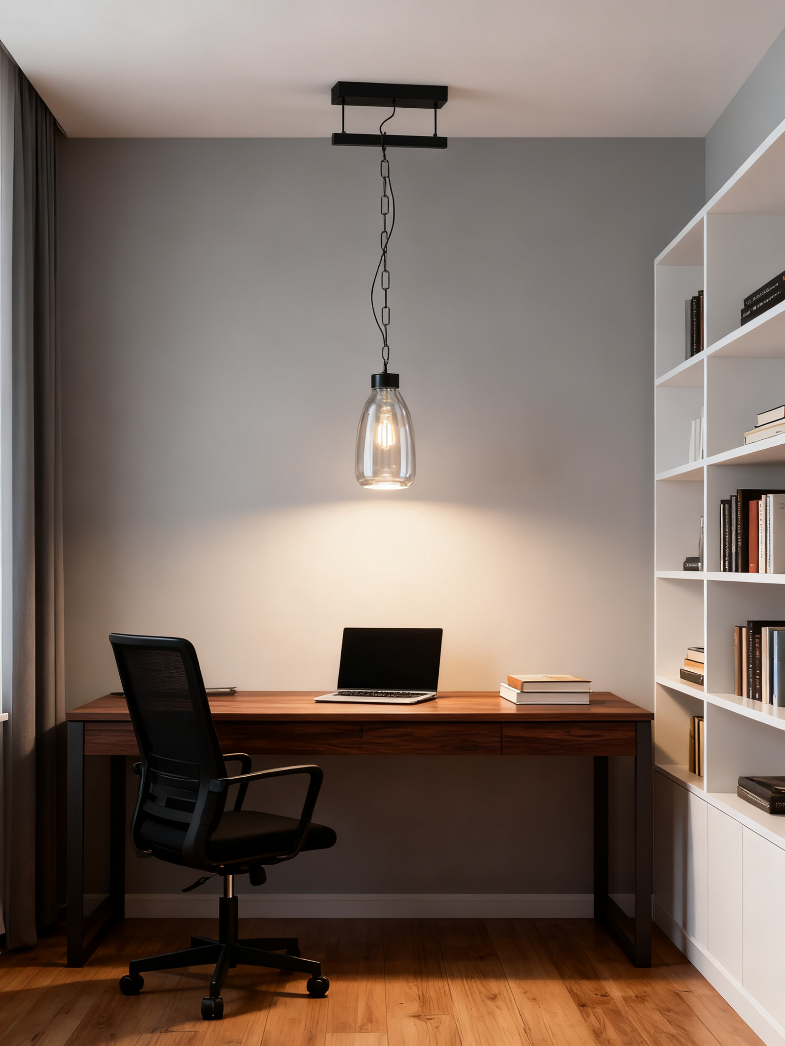 Modern minimalist black steel bedside pendant light for kitchen, bar, study, or hotel use. - Image 1