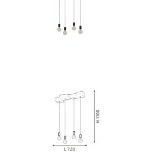 E27 4-Light Pendant Light Decorative Wood Steel Hanging Lamp for Indoor Living Room Coffee Shop Chandeliers Pendant Lights - Image 2