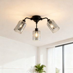 Modern 3-Light Ceiling Lamp - Glass Shade Energy for Entryway, Bathroom