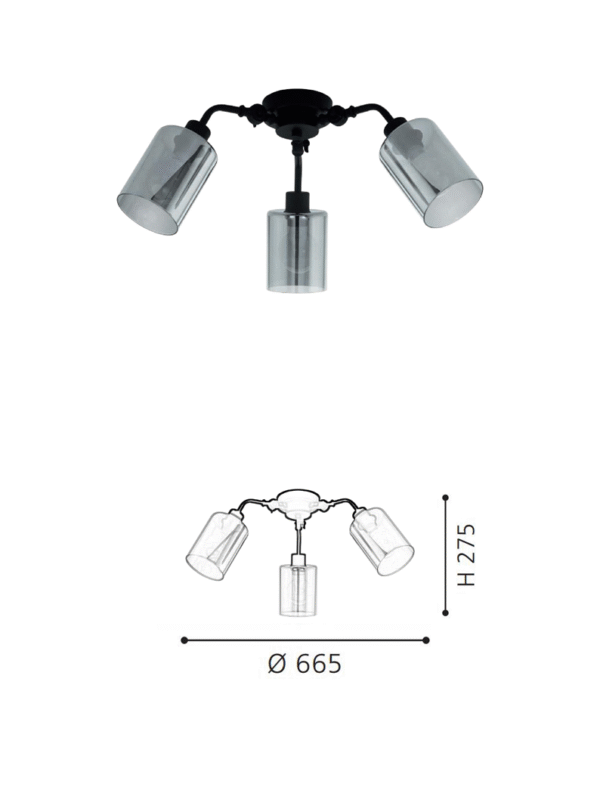 Modern 3-Light Ceiling Lamp - Glass Shade Energy for Entryway, Bathroom