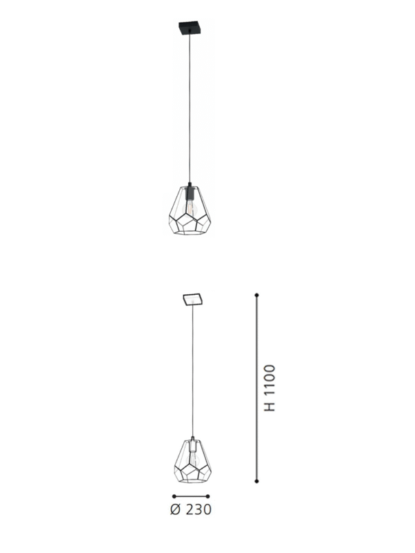 Modern Glass Pendant Light with steel Fixture | Luxury Hanging Lamp for Dining Room, Kitchen, Cafe
