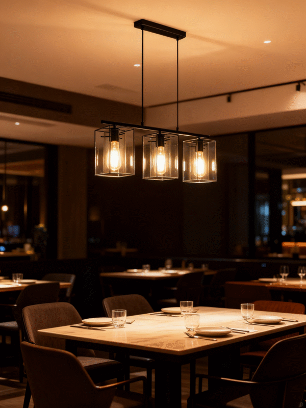 Indoor Hanging Smoked Glass With 3 lights for Kitchen Restaurant Pendant Light