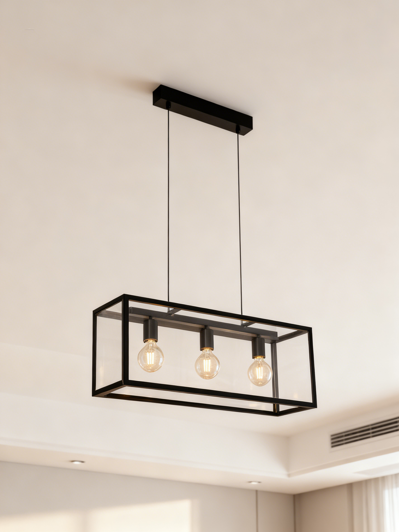 With 3 lights Living Room Restaurant bar Table Cafe Industrial Style  Steel Glass Chandelier - Image 1