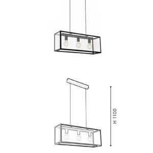 With 3 lights Living Room Restaurant bar Table Cafe Industrial Style  Steel Glass Chandelier - Image 2