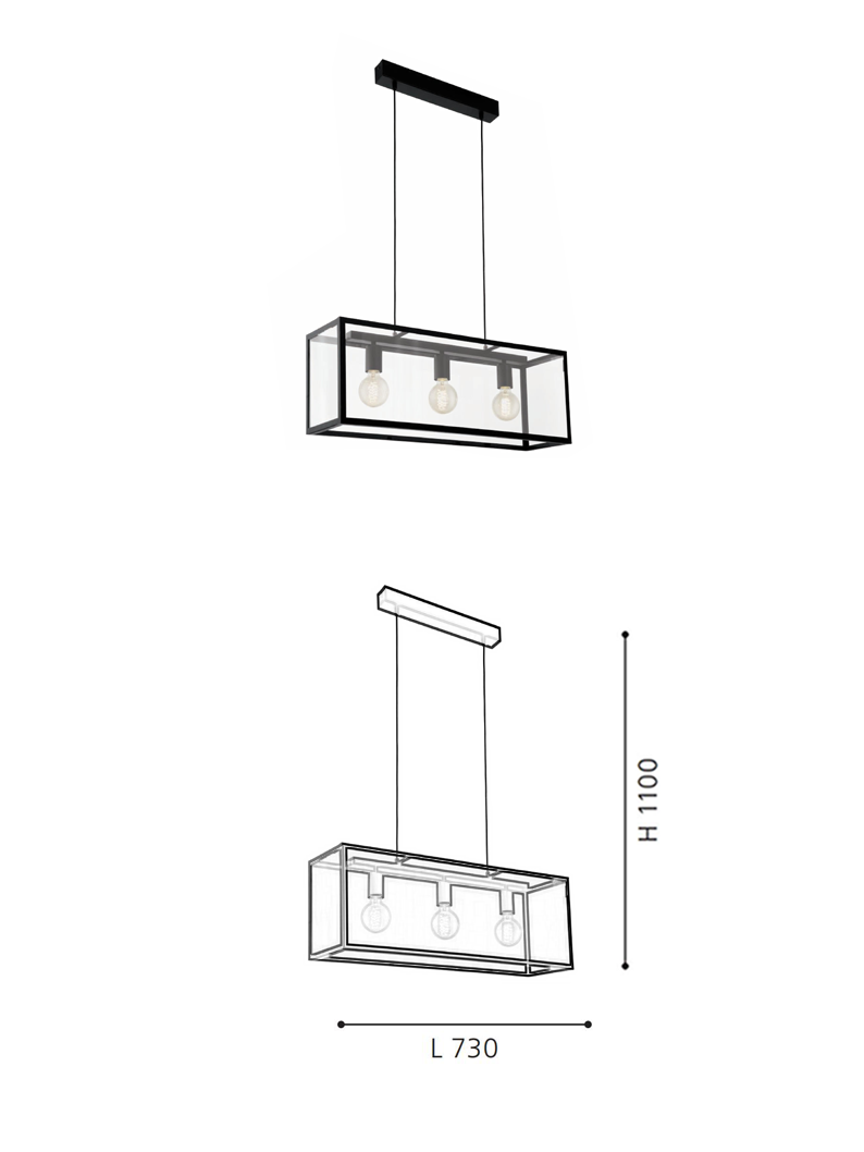 With 3 lights Living Room Restaurant bar Table Cafe Industrial Style  Steel Glass Chandelier - Image 2