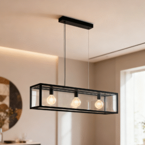 Steel Linear Chandelier Three Lights Kitchen Dining Living Room As Modern Hanging Pendant Light Fixture