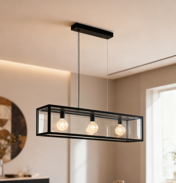 Steel Linear Chandelier Three Lights Kitchen Dining Living Room As Modern Hanging Pendant Light Fixture