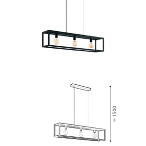 Steel Linear Chandelier Three Lights Kitchen Dining Living Room As Modern Hanging Pendant Light Fixture - Image 2
