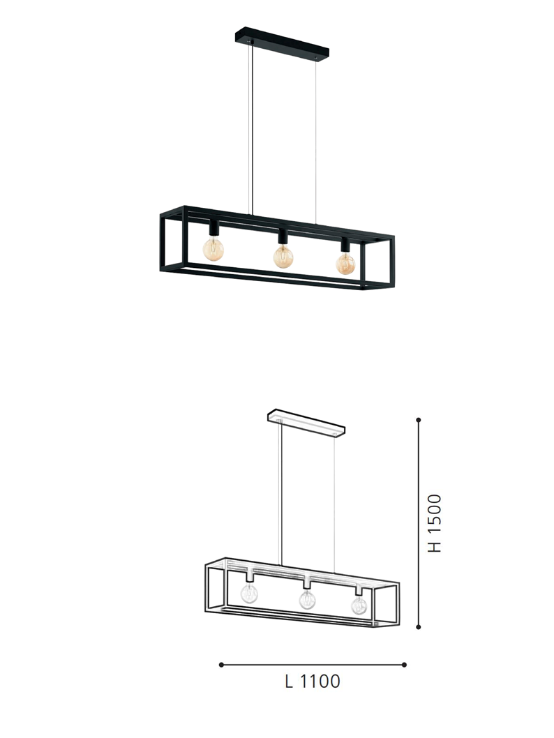 Steel Linear Chandelier Three Lights Kitchen Dining Living Room As Modern Hanging Pendant Light Fixture - Image 2