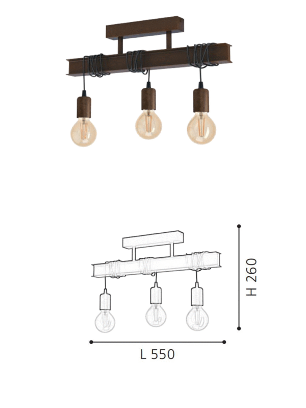 Three-light Hanging Ceiling Lamp Retro Industrial Style Steel Chandelier Home Living Dining Room Primary