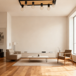 Nordic Wooden Chandelier for Restaurants Pendant Lamp Design with 6-Light Unique Hanging Lighting