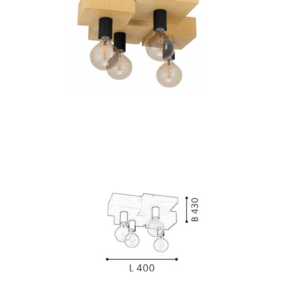 Modern 40W E27 Bedroom Living Room  Steel and Wood Ceiling Light - Image 2