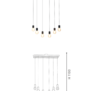 Steel Wood E27 6-Light Hanging Light for Restaurants - Image 2