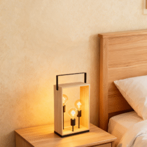 3-Light Table Lamp Simple Design  Standing House Corner Bamboo Body with E27 Base