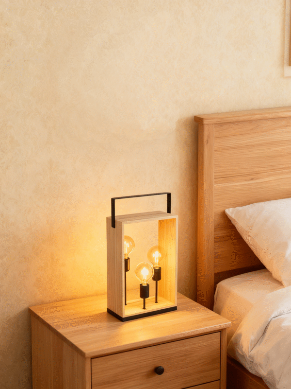 3-Light Table Lamp Simple Design  Standing House Corner Bamboo Body with E27 Base