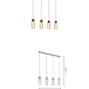 Modern 4-Light Steel and Wood Pendant Lamp for Dining Room Minimalist Hanging Light Fixture for Kitchen & Home Decor - Image 2