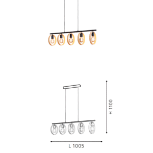 Restaurant Chandelier Wooden Black Metal Chandelier Industrial Retro Farmhouse Kitchen Island Lamp - Image 2