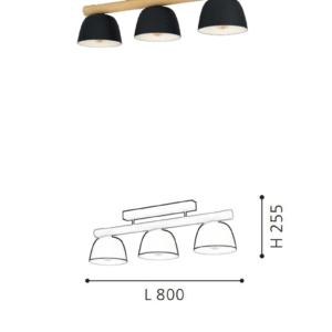 Wooden Steel E27 Ceiling Lamp  Three Lights for living room - Image 2
