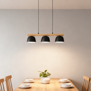 Wooden Steel E27 Pendant Lamp Dinning Three Lights Chandelier Pendant Hanging Lighting