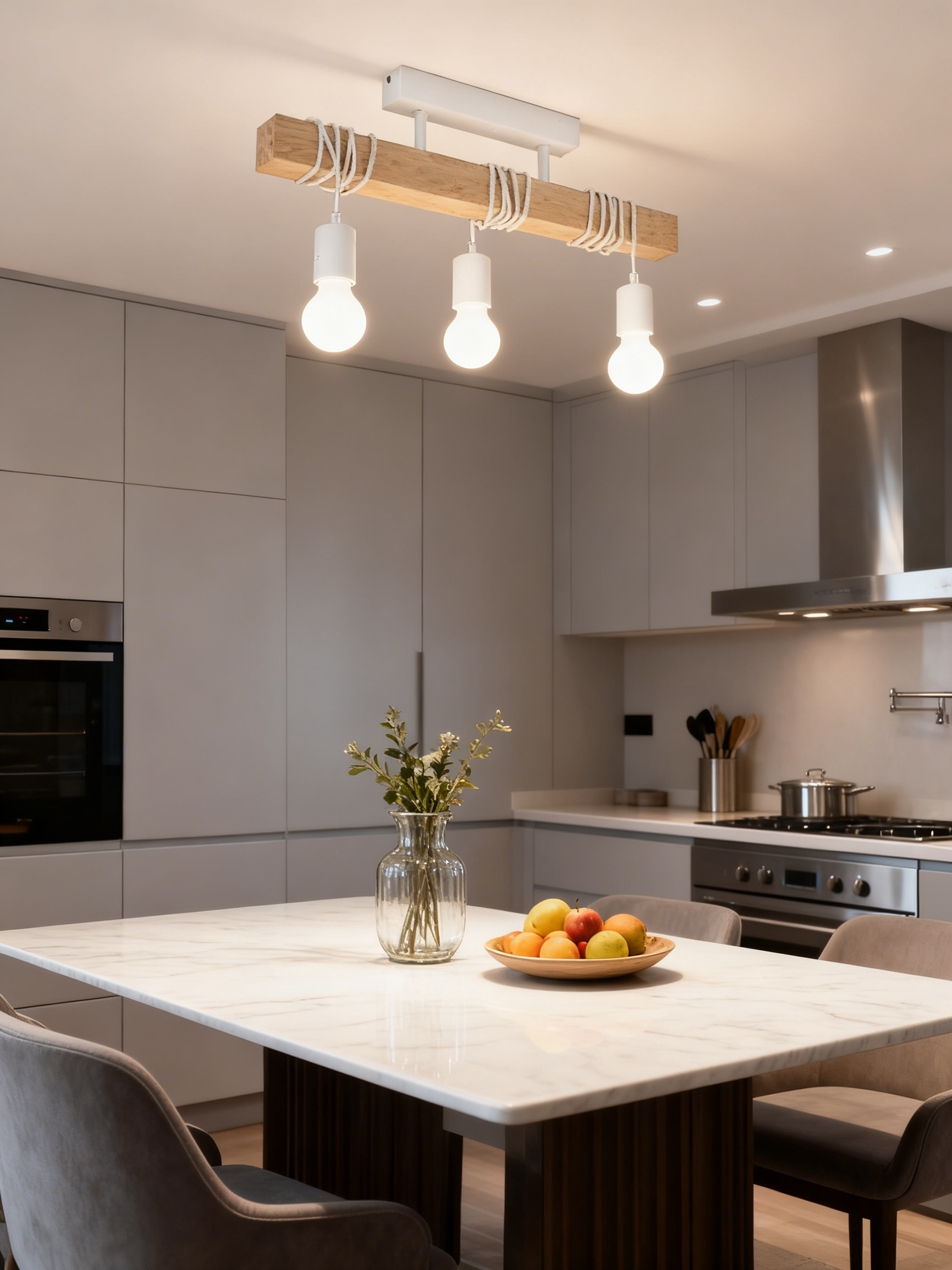 Wooden Ceiling Lamp for Indoor Living Room E27 Base Decorative Lighting - Image 1