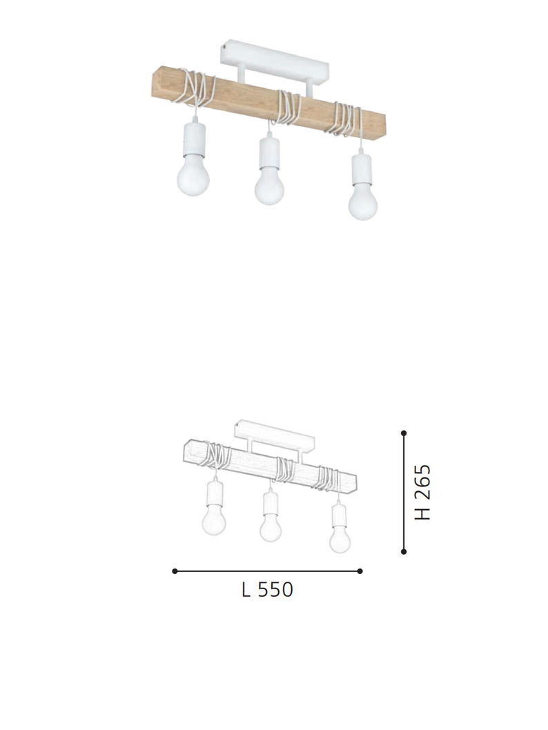 Wooden Ceiling Lamp for Indoor Living Room E27 Base Decorative Lighting - Image 2