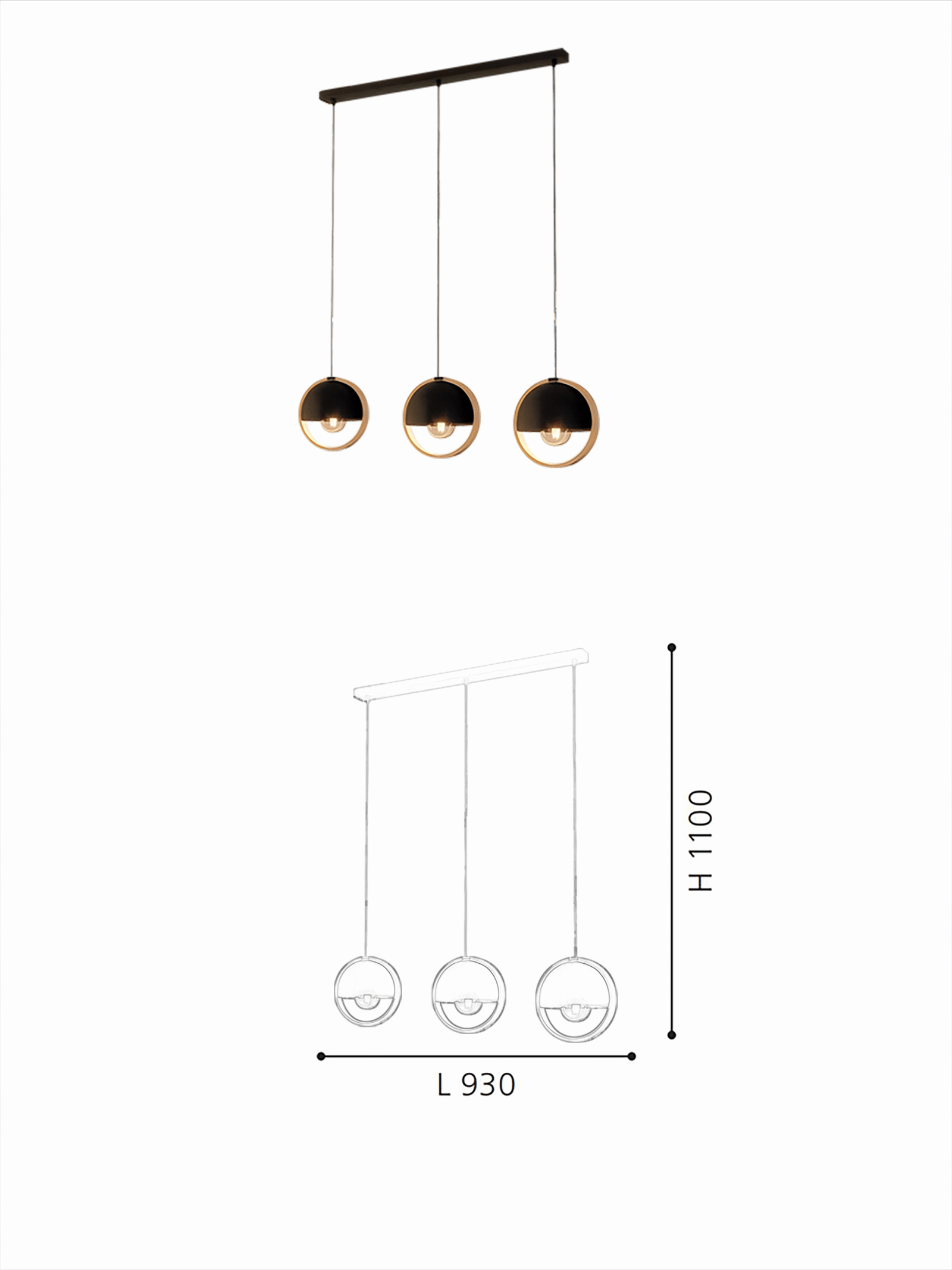 New Restaurant bar Counter E27 Pendant Light with 3-Light for Dining Long bar Pendant Light - Image 2