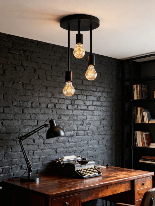 Steel Art 3-Light E27 Ceiling Light Creative Pendant Bulb for Living Room